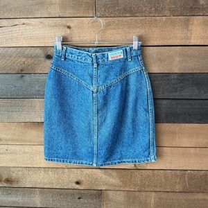 Vintage Sasson Denim Mini Skirt High Waist 80s Blue Jean Skirt